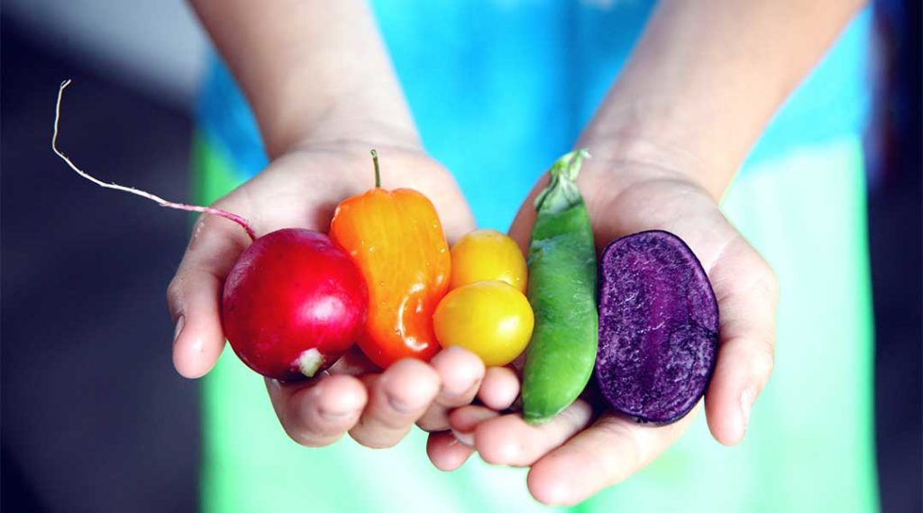 kids eat vegetables rainbow veg
