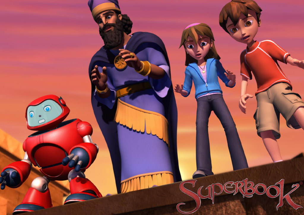 Chris, Joy, and Gizmo in Superbook