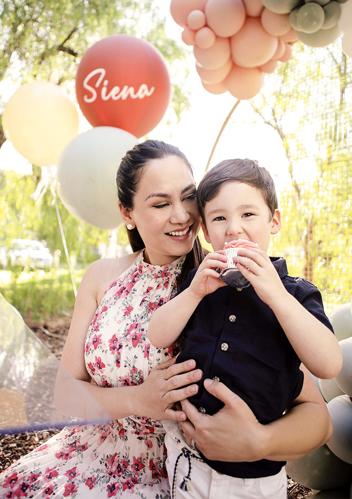 Cristalle Belo-Pitt with her son