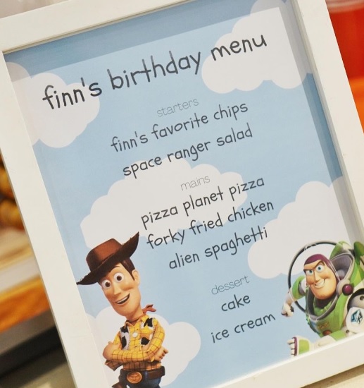 Toy Story Themed Birthday Menu by Nikki Gil-Albert's Son, Finn