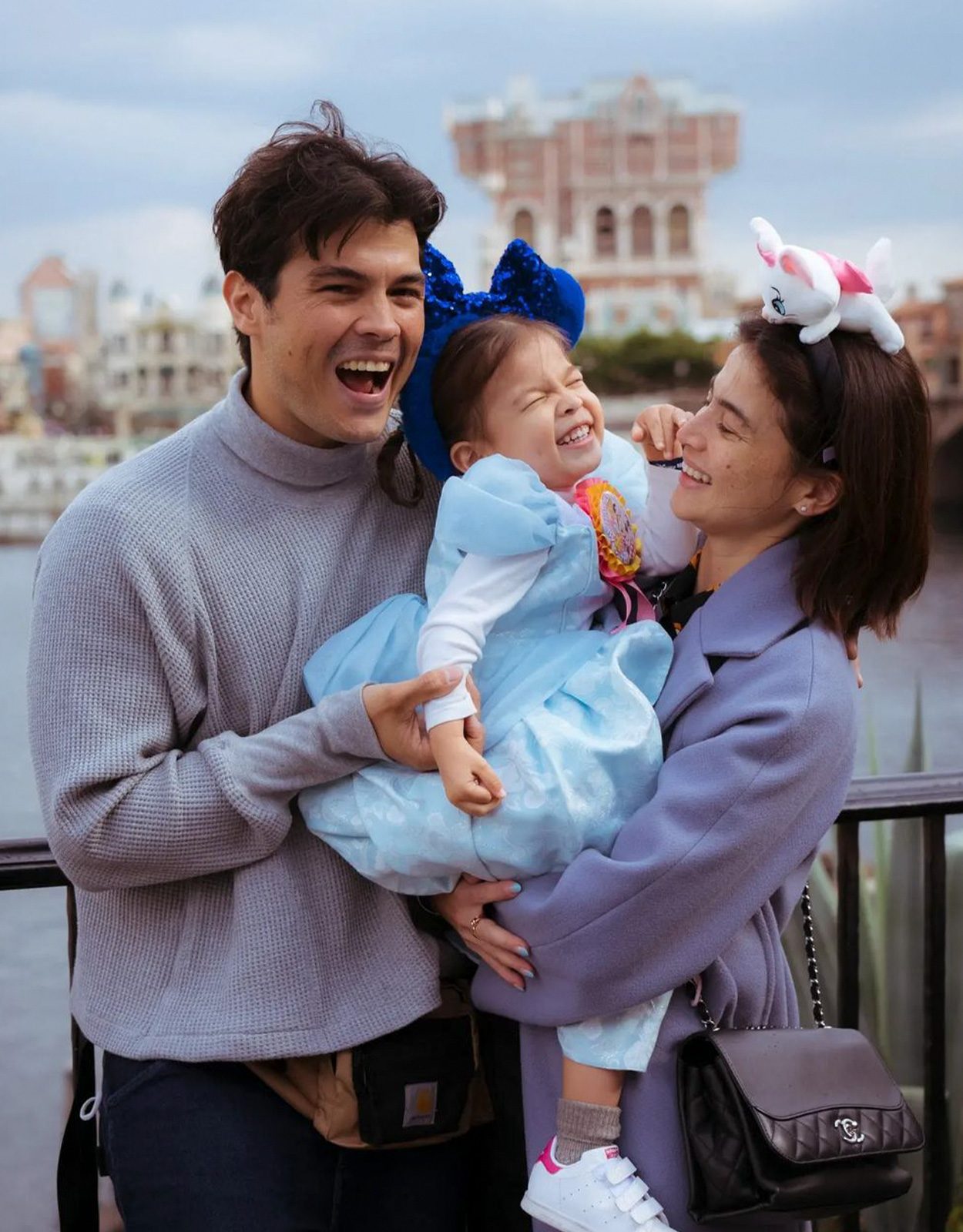 Erwan Heussaff and Anne Curtis with their daughter Dahlia in Tokyo Disney