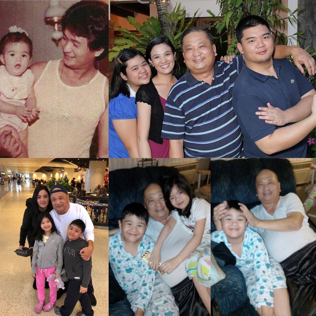 A collage of photos with her dad by Sunshine Dizon