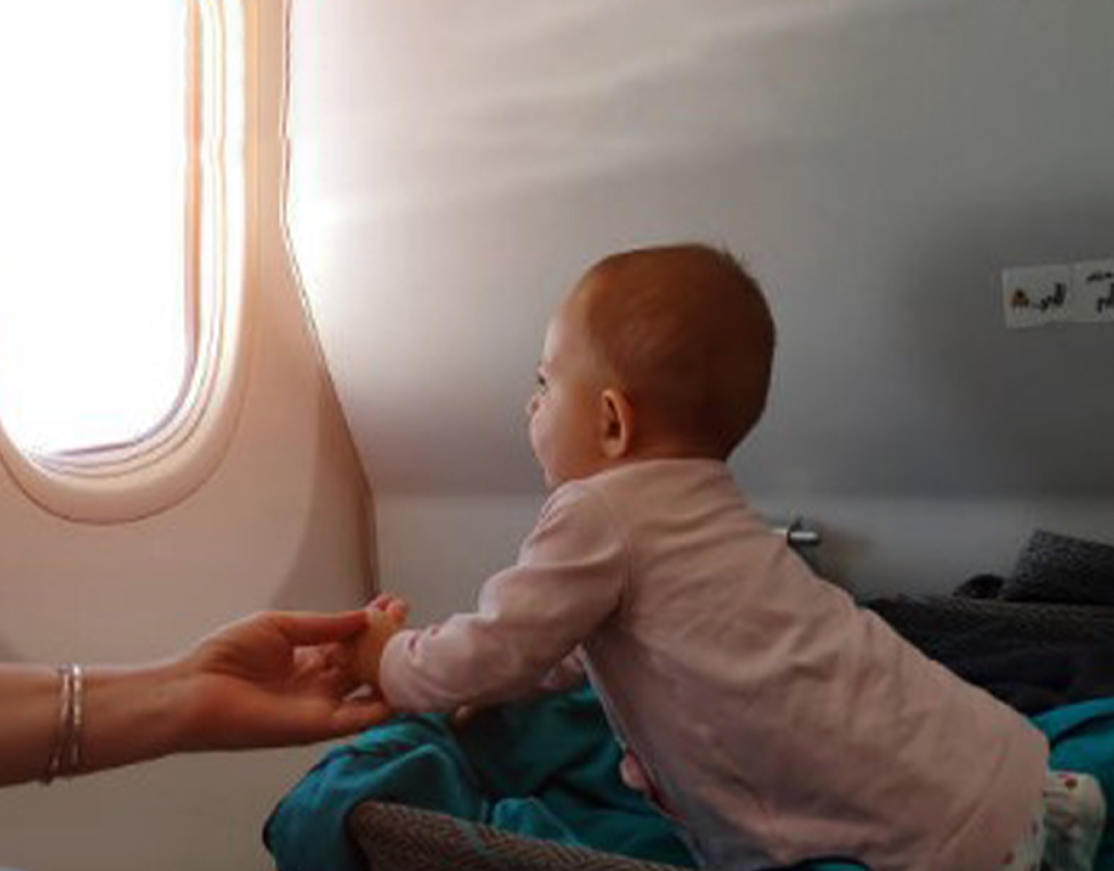 A baby inside a plane
