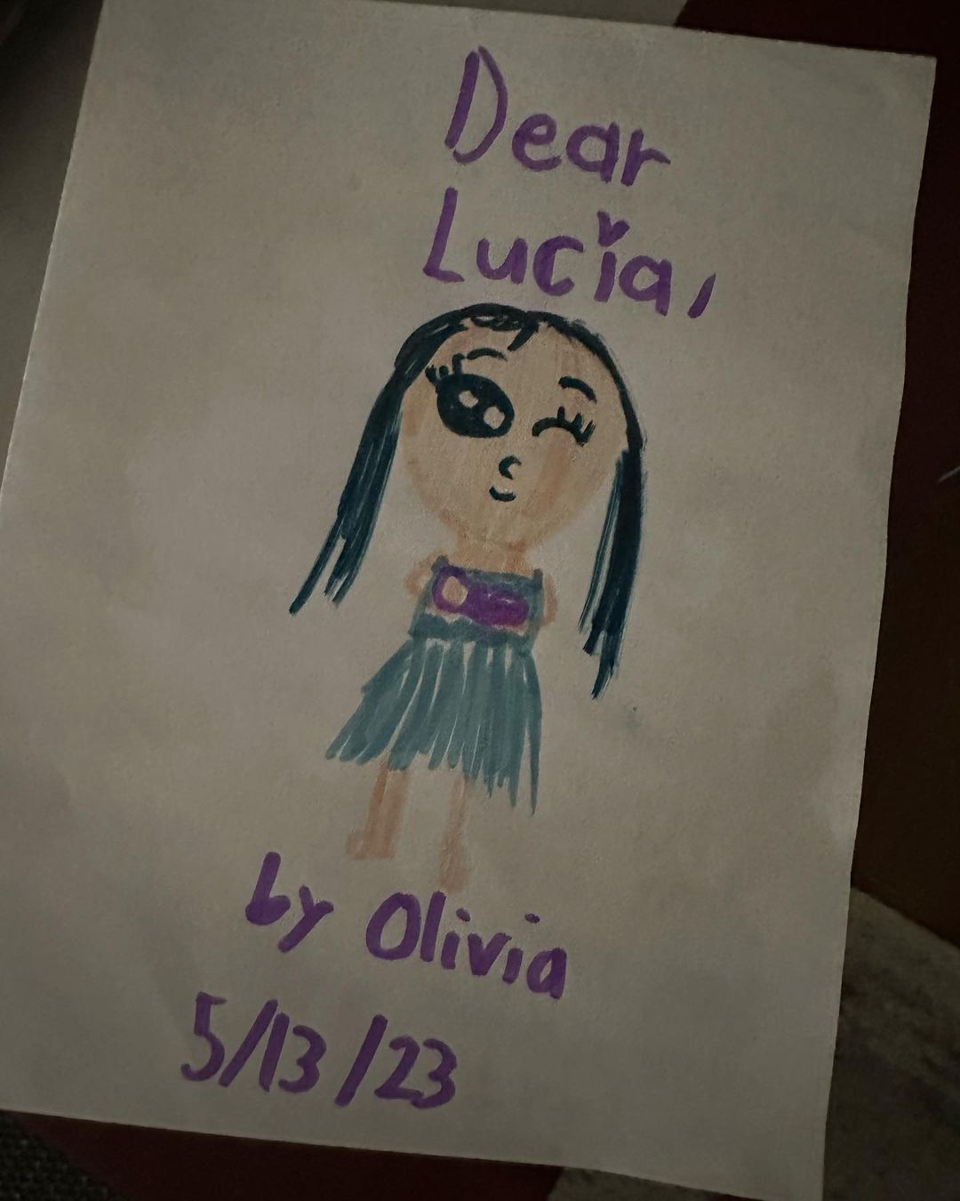 Cover of Olivia's letter to Esmerelda
