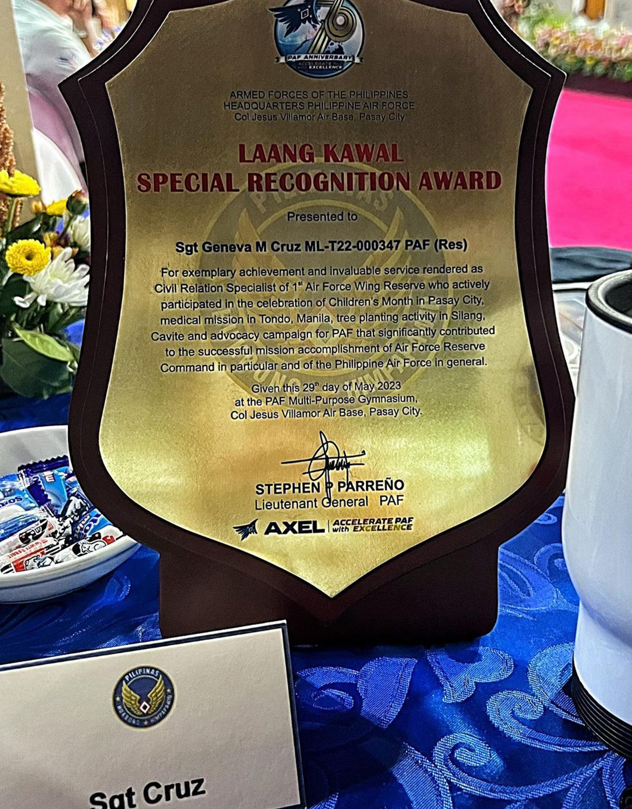 Geneva Cruz Laang Kawal Special Recognition Award