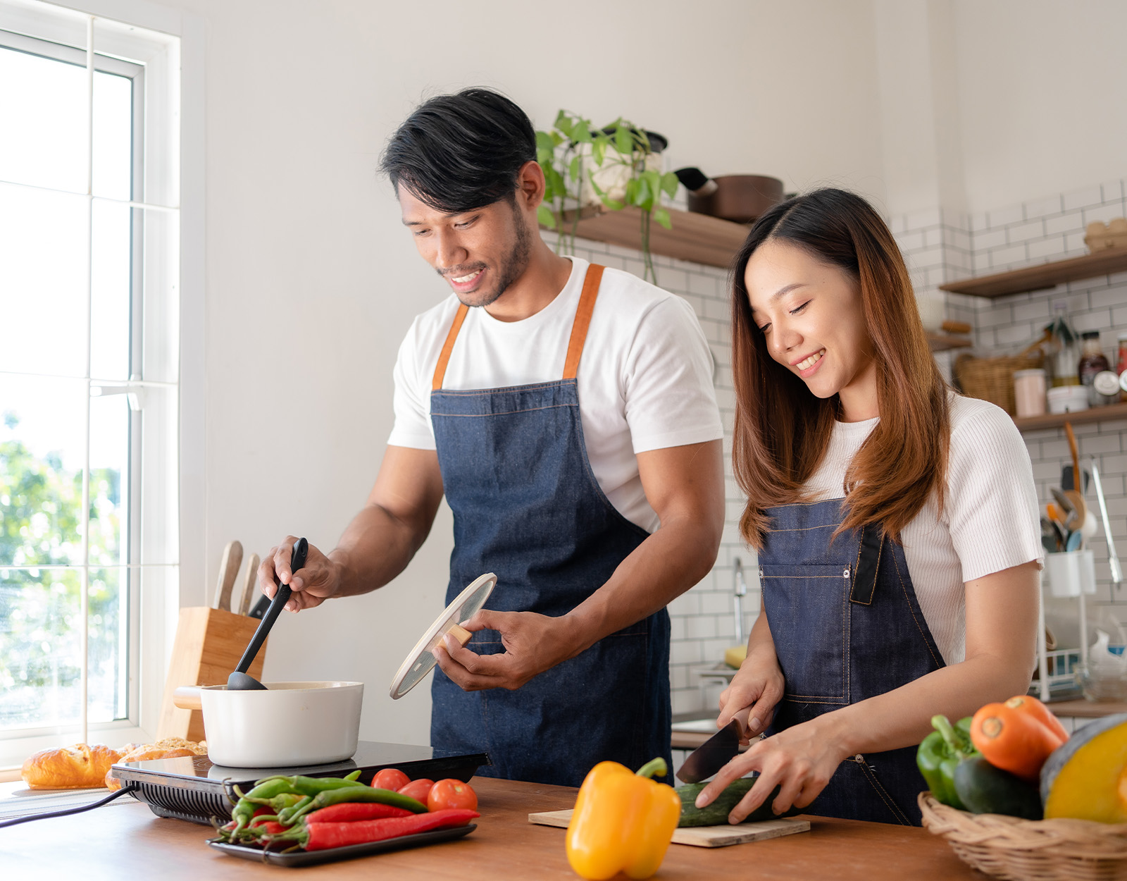 Parents learning to cook