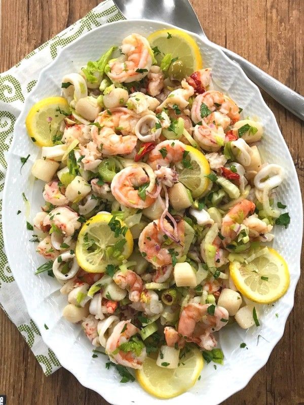 Seafood Pasta Salad - Pretty intuitive for an easy Christmas celebration recipe!