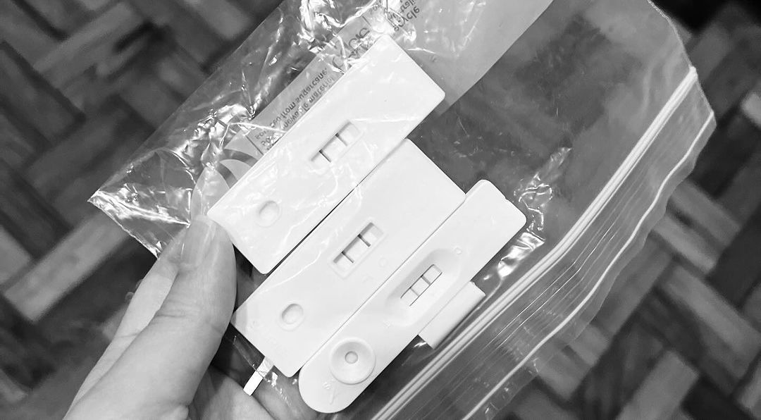 Empress Schuck-Guingona's black-and-white filter of pregnancy tests that confirmed she was having a baby this coming 2024.