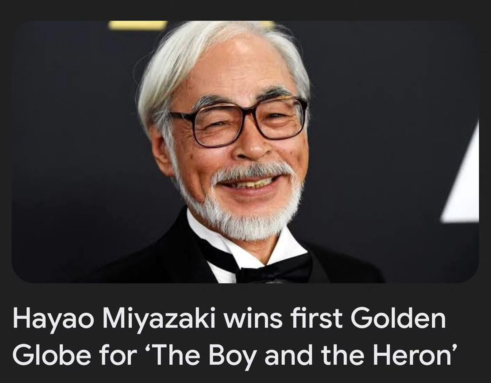 Hayao Miyazaki, Studio Ghibli's beloved producer, finally wins his first Golden Globe!