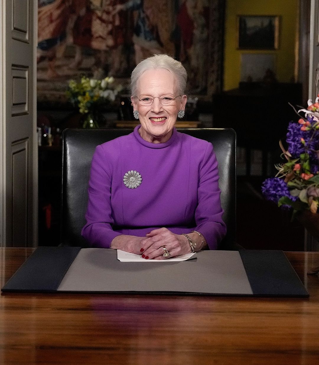 Her Majesty, Queen Margrethe II, as she announces her abdication.
