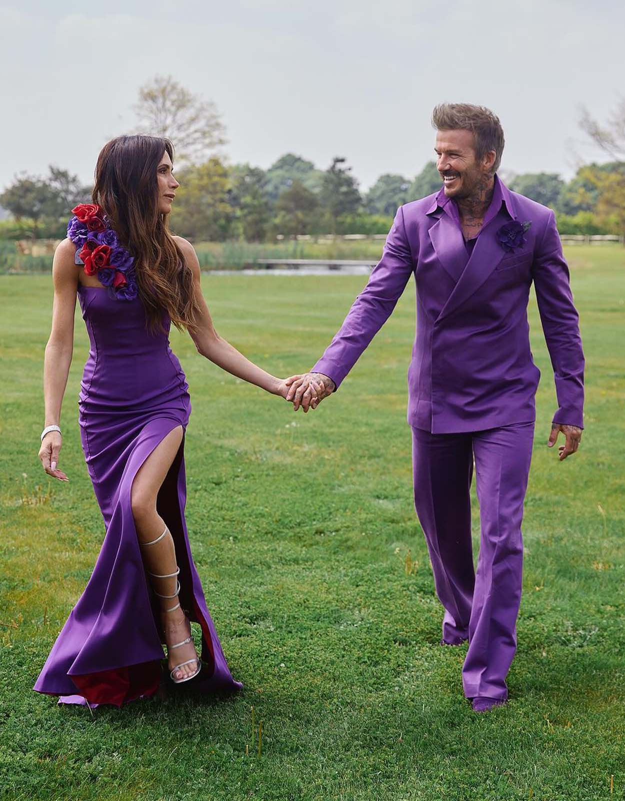 Victoria and David Beckham celebrating 25 years of marriage