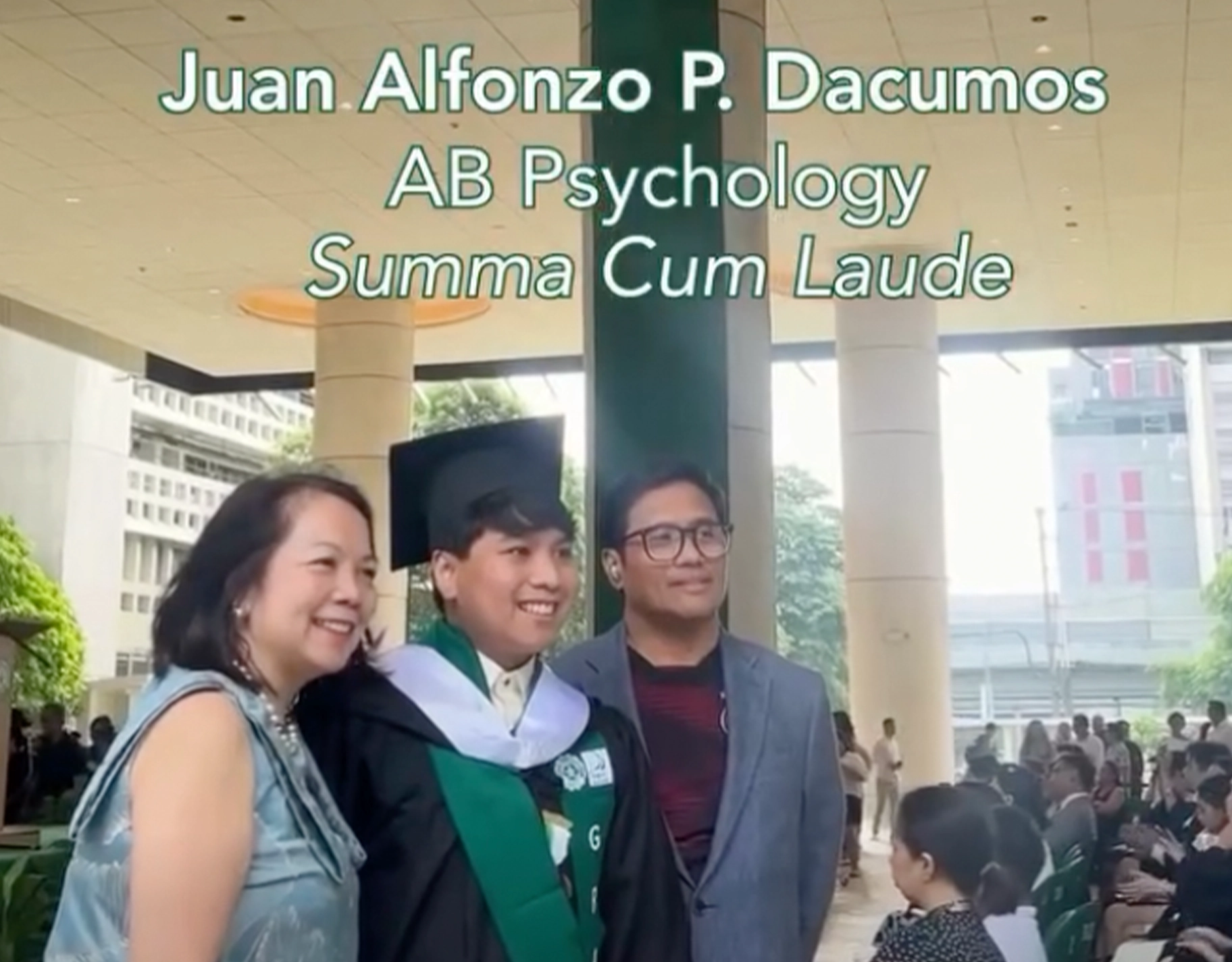 During DLSU's graduation rites, Psychology graduate Juan Alfonzo "Japonz" Dacumos is proof of what happens when the right kind of support is given